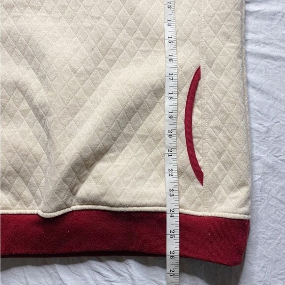 Simply Southern Cream Red Quilted 1/4 Snap Pullover Sweatshirt Size Medium - Picture 9 of 9